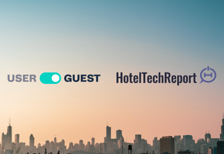 Userguest logo and Hotel Tech Report logo
